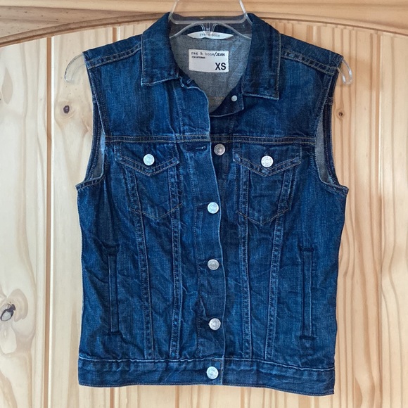 NWOT Rag & Bone Burney Distressed Denim Vest Main Street Blue Jean, Size XS - Picture 7 of 16